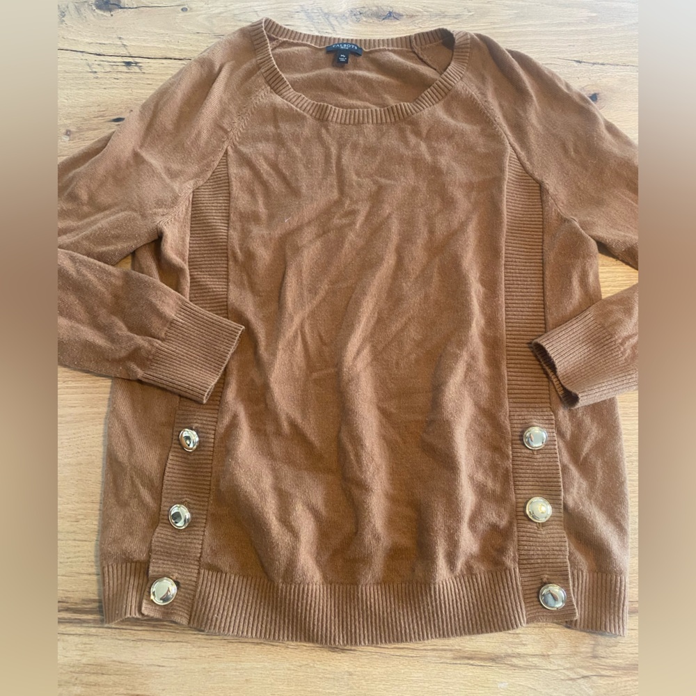 Talbots Tan Button-Detail Sweater women’s medium Preloved